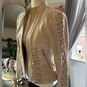 Vintage leather jacket with silver and laced detailing